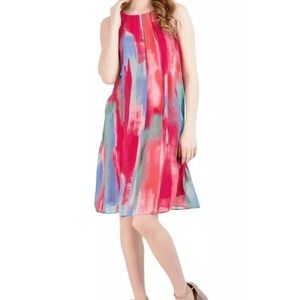 Robbie Bee Sleeveless Dress Abstract Print Casual Summer Dress Size M